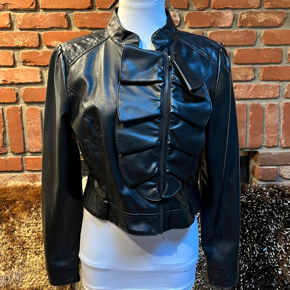 Steampunk Runway COUTURE black Faux Leather Jacket